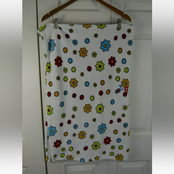 Northpoint Alligator Baby Blanket White Green Orange Flowers Polka Dots Circles - Picture 2 of 6